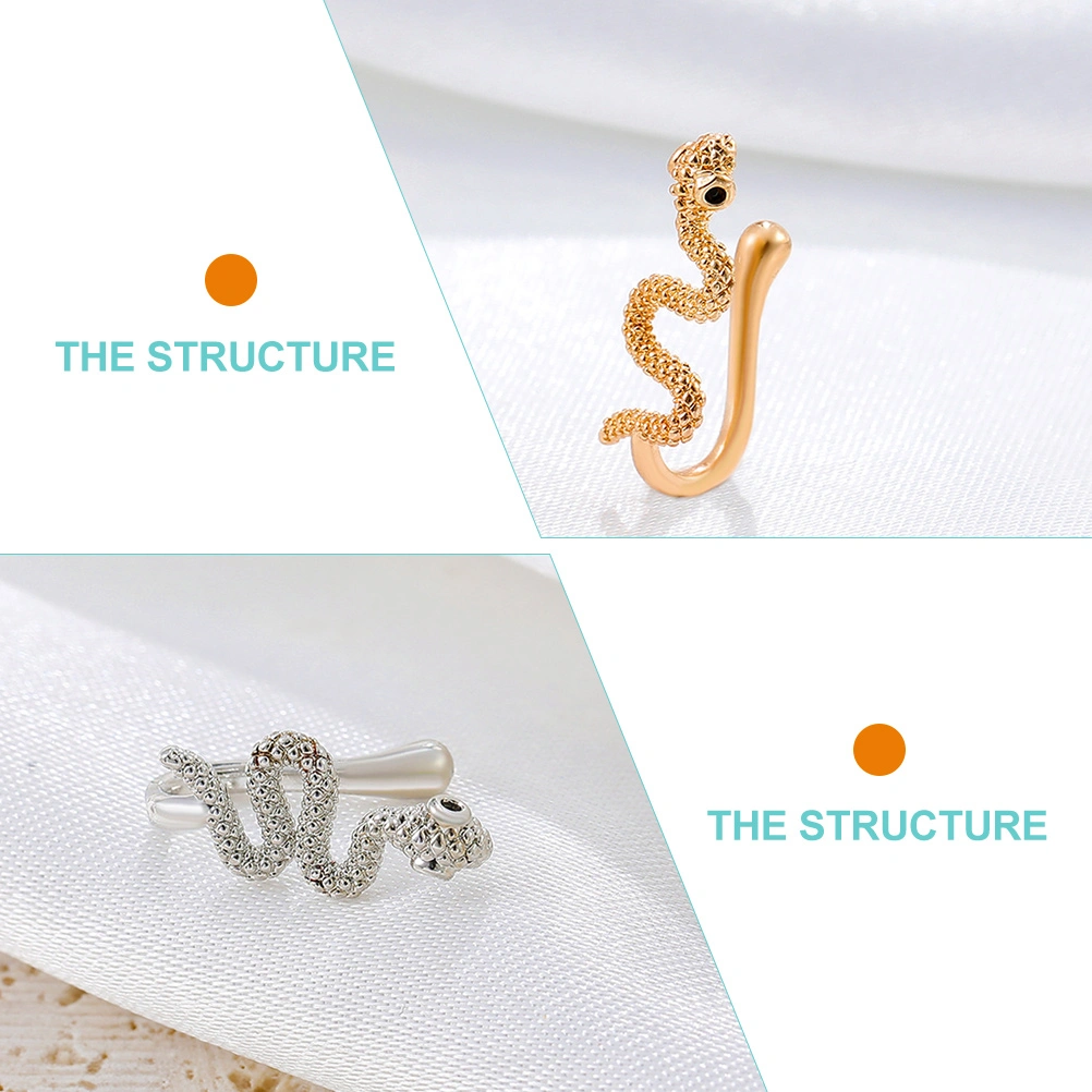2pcs Fake Nose Rings Clip On Nose Cuff Non Piercing Nose Studs Jewelry for Women