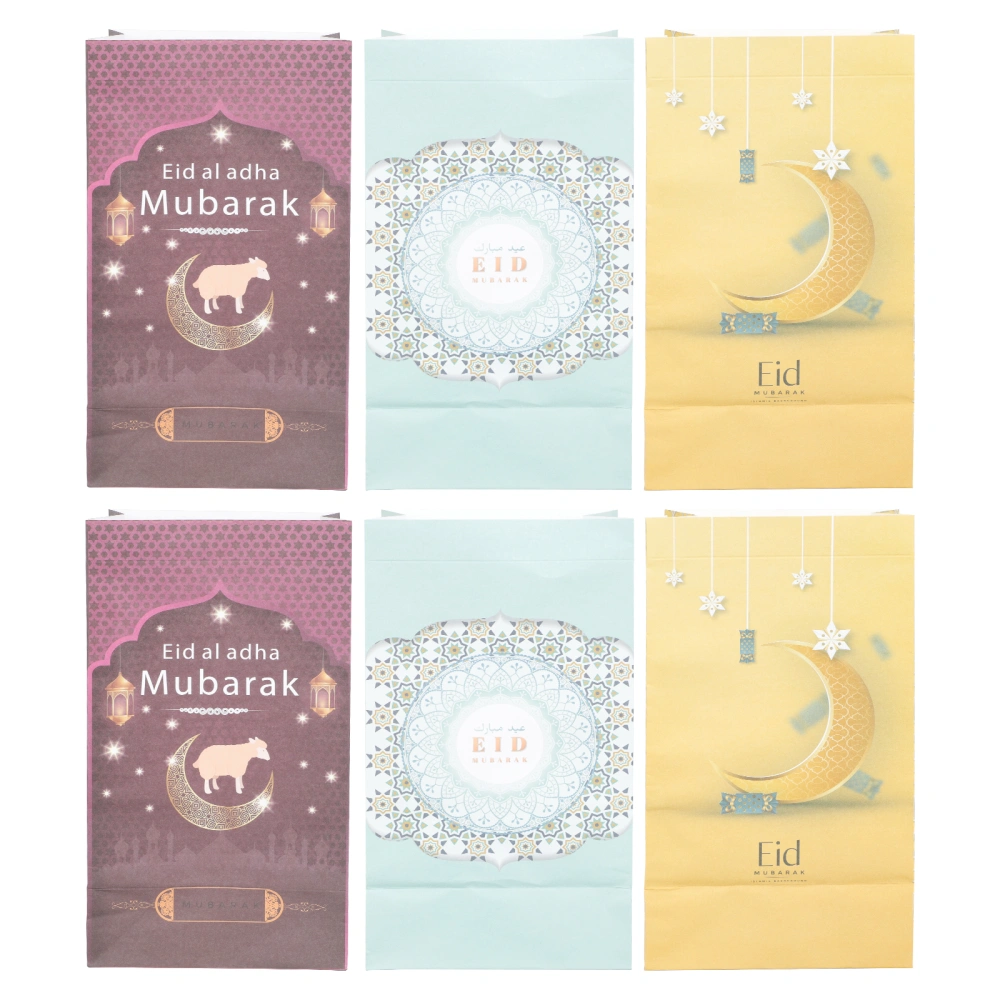 6pcs Eid Mubarak Candy Pouches Cookie Boxes Paper Small Gift Paper Bags