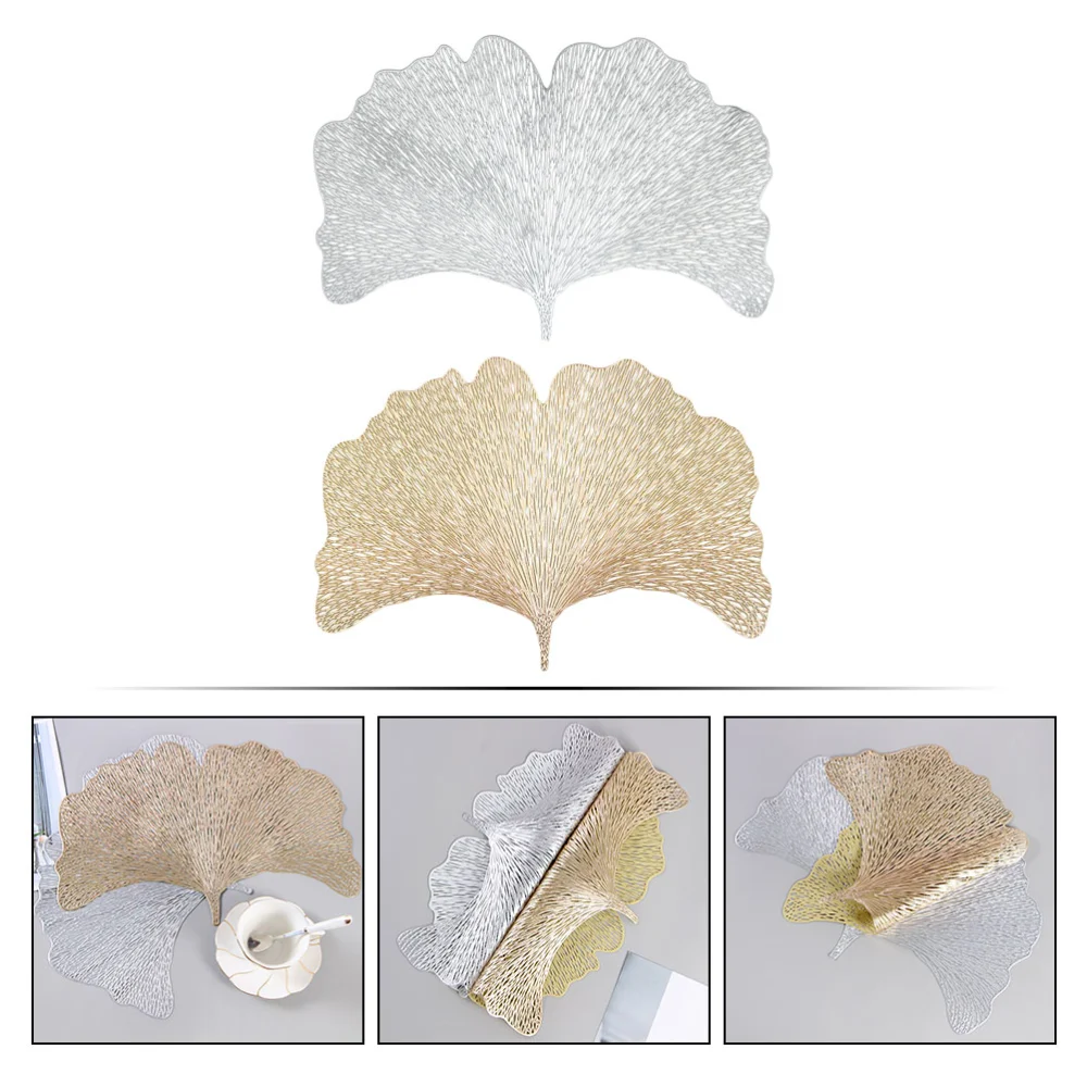 2Pcs Ginkgo Leaf Table Mat Household Table Decoration Mat Household Coaster