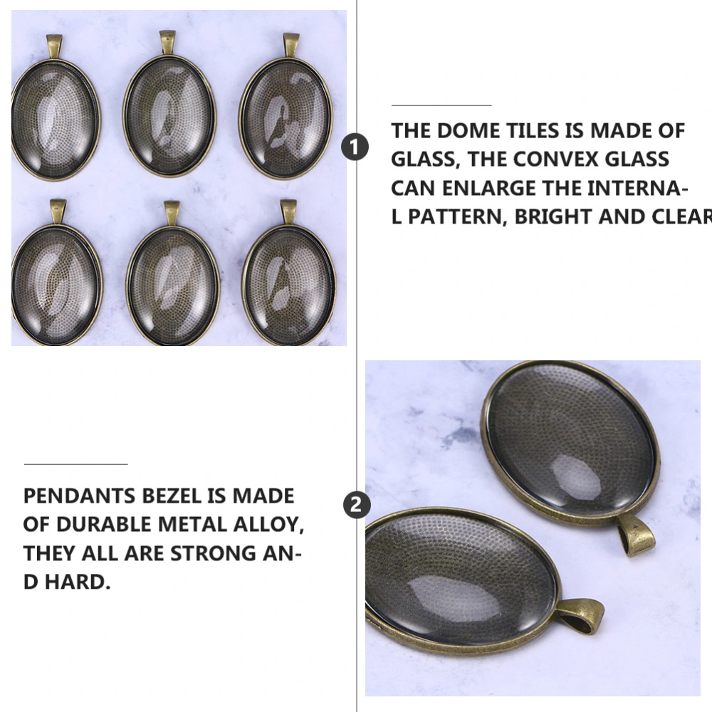 6pcs Oval Base Setting Trays for Pendant DIY Jewelry Making Accessories