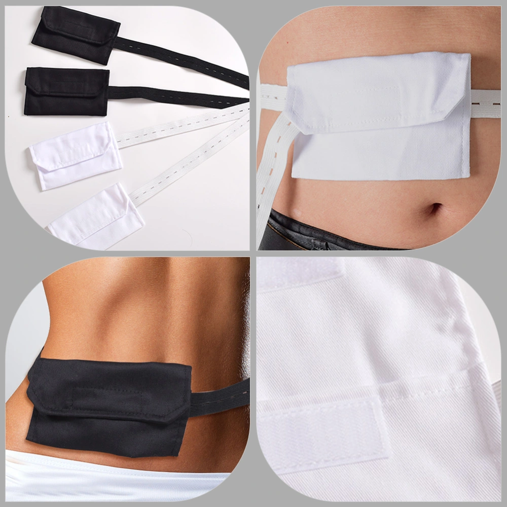 2 Pcs Adjustable Abdominal Dialysis Belts Peritoneal Dialysis Conduit Belts with Bags (Black)