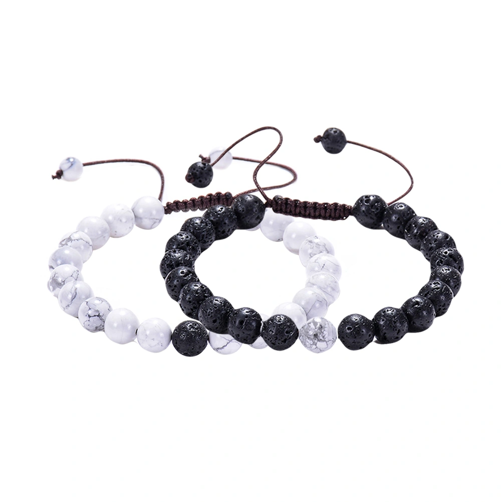2 Pcs Set Couples Distance Bracelet Natural Stone Beaded Woven Bracelets