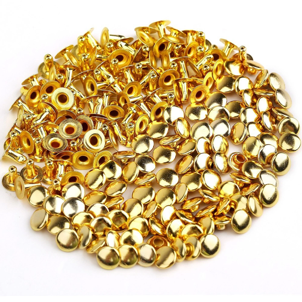 100pcs 6mm Round Mushroom Shaped Metal Rivets DIY Punk Style Leather Shoes Bag Bracelet Rapid Studs (Golden)