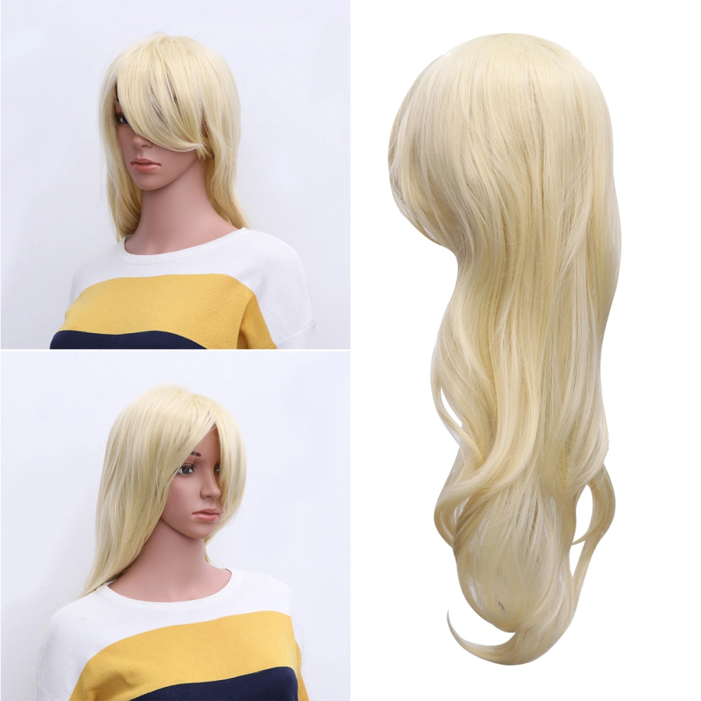 1pc Cosplay Wig Long Curly Hair Wig Frizzled Natural Looking Hairpiece for Dancing Party Stage Performance (Light Golden)