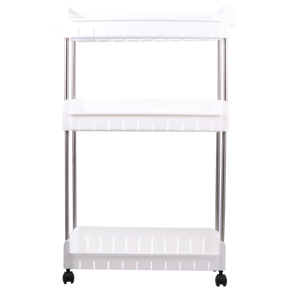 Kitchen Storage Rack 3-Tier Removable Rack with Wheels Gap Holder for Home