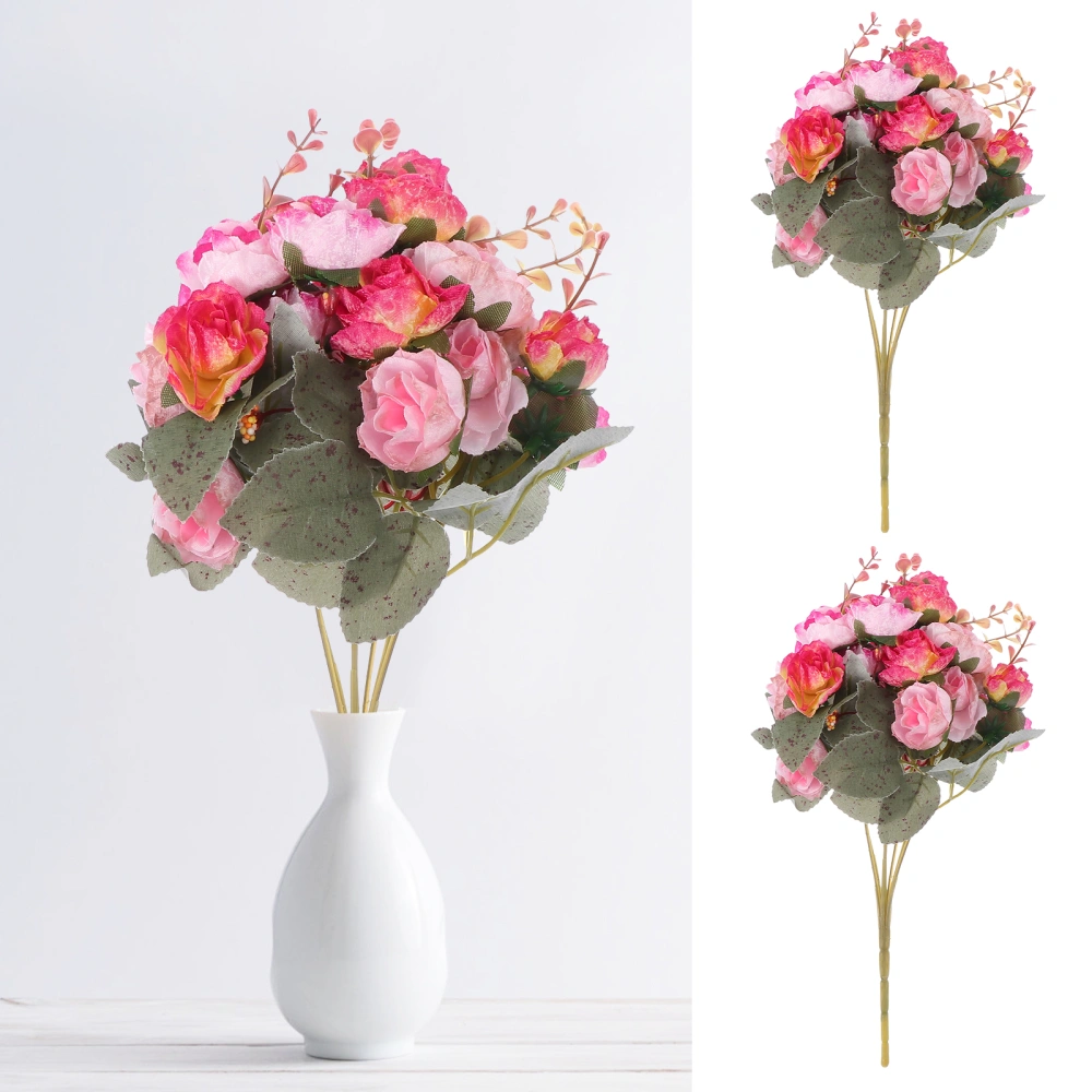 2Pcs Simulated Rose Bouquet Decor Home DIY Flower Ornament Wedding Flower Prop