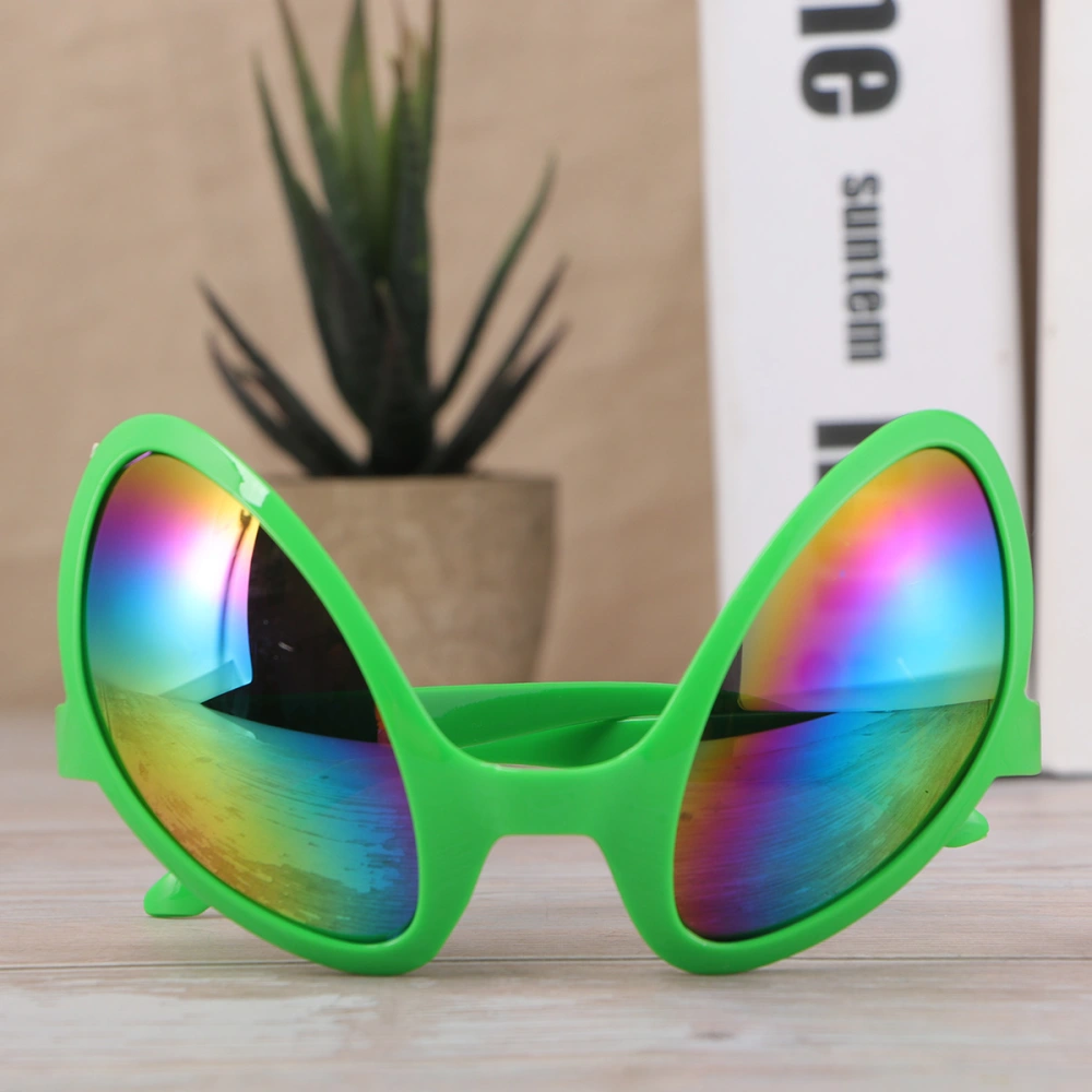 2pcs Quirky Glasses Simulation Alien Glasses Funny Eye Glasses Eye Costume for Party Gathering (Green Frame）