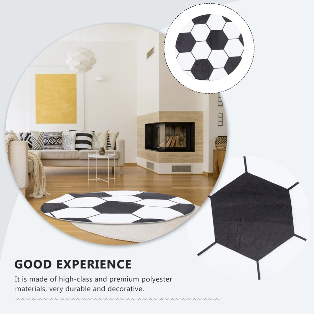 Football Pattern Rug Round Design Floor Mat Computer Chair Cushion Ground Mat