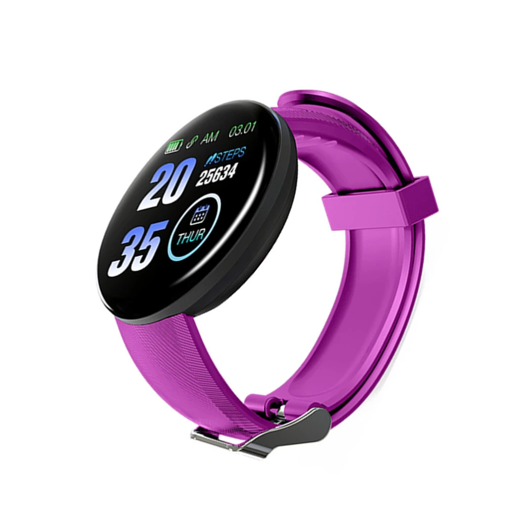 1.3 Inch Color Screen Touch Smart Watch IP65 Pedometer Fashion Fitness Heart Rate Sleep Monitor Men Women Smart Bracelet D18 (Purple)