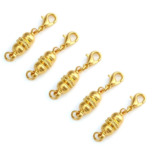 5pcs Ball Tone Magnetic Lobster Clasps for Jewelry Necklace Bracelet (Gold)