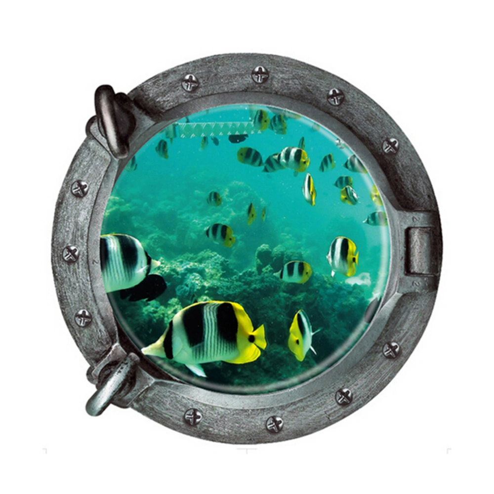 43*43CM Fish 3D Counterfeit Submarine Window Underwater World Wall Sticker home Decor Decals Wall PVC wallpaper Kids Room