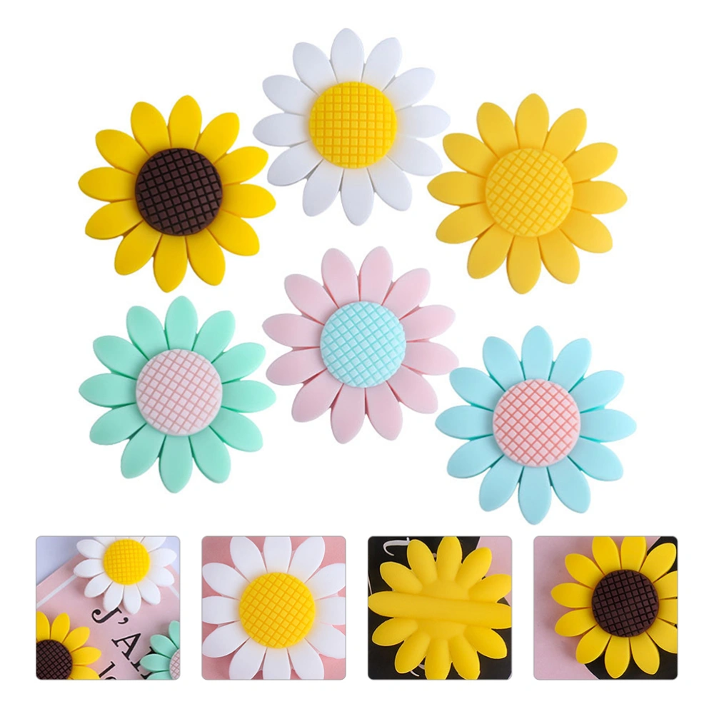 6 Pcs Silicone Loose Beads Sunflower Teething Beads Chewing Beads Molars Beads