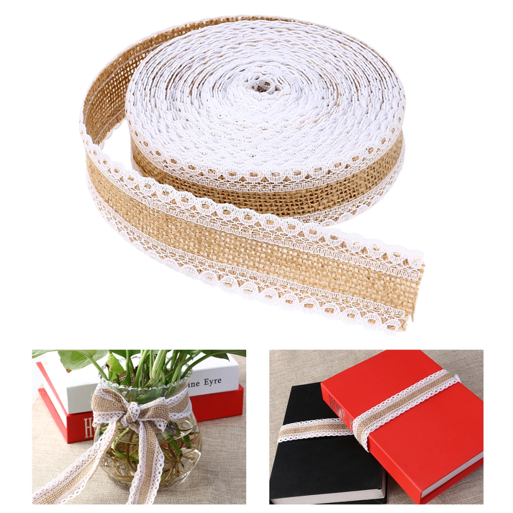 LEORX 10M Hessian Jute Lace Craft Ribbon for DIY Crafts Home Wedding Decoration