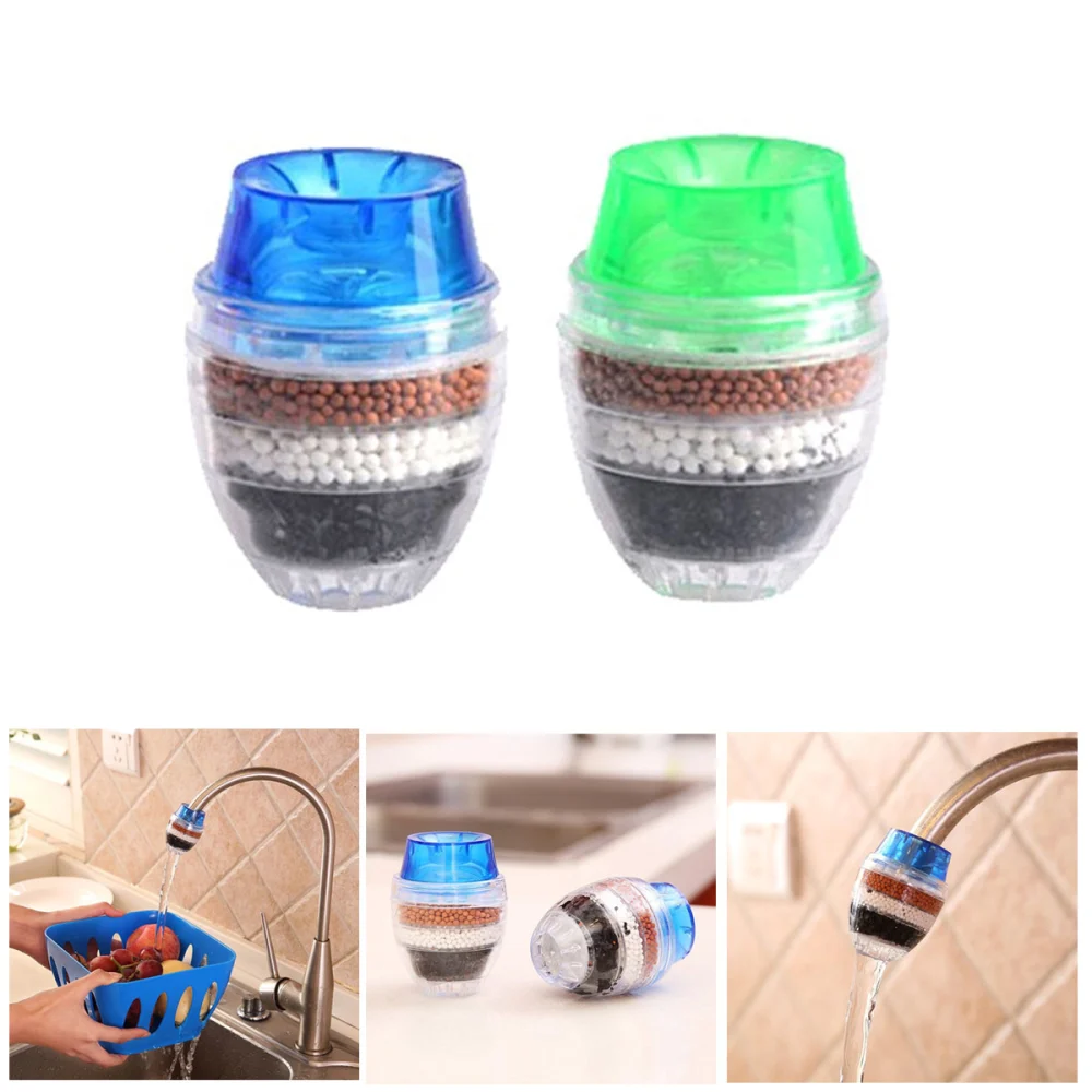 2PCS Household Kitchen Faucet Activated Carbon Water Purifier Water Filter Remove Rust Sediment Filtering (Random Color)