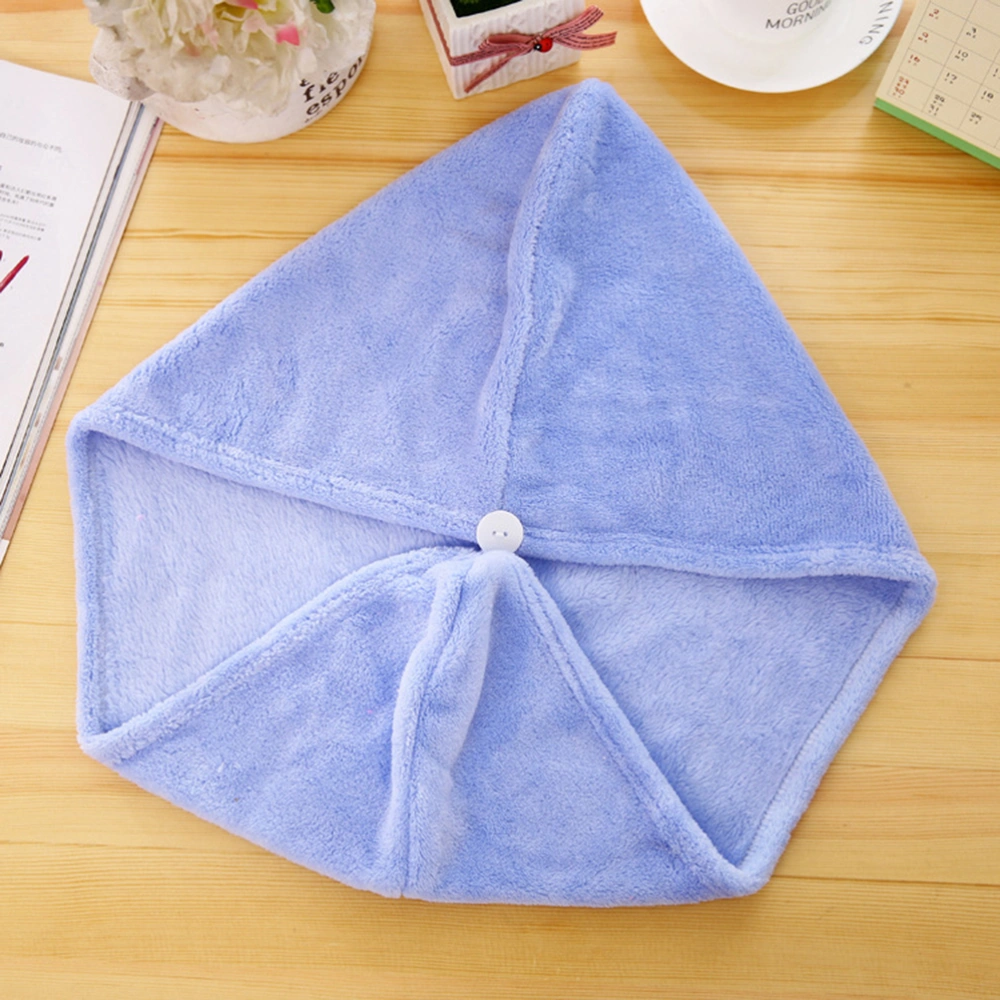 Women's Strong Water Absorbing Shower Hair Towel Hair Turban Wrap Drying Bath Head Wrap (Blue)