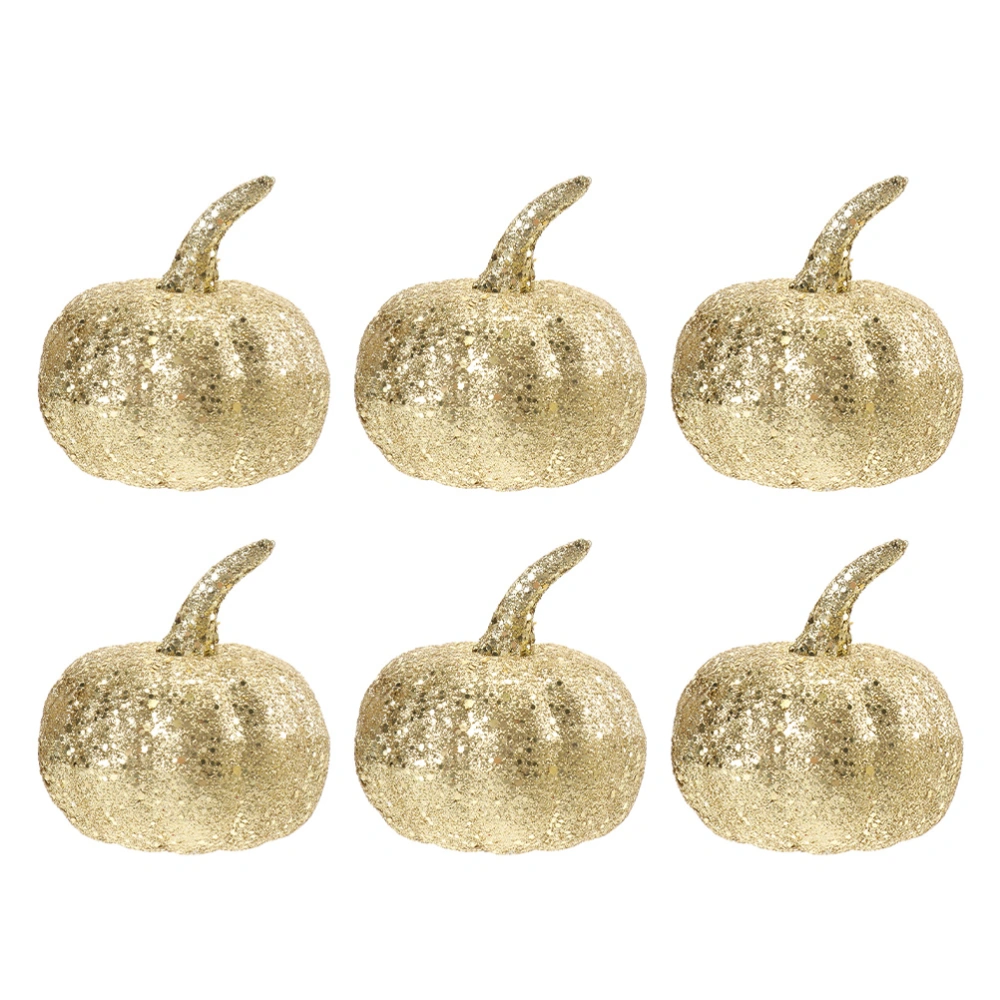 6Pcs Glitter Foam Pumpkins Halloween Pumpkin Ornament Simple Photography Props