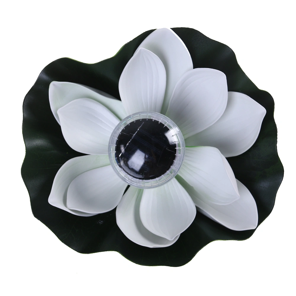 Solar Powered Floating Lotus Flower LED Light Waterproof for Pool Pond Garden Outdoor (Colorful White）