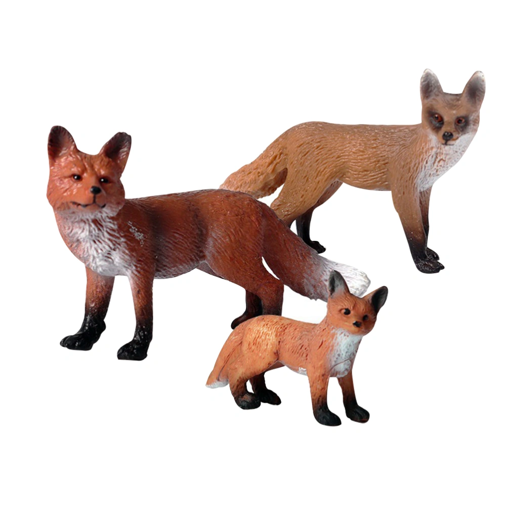 3pcs Lifelike Model Desktop Decoration Handicraft Gift Home Supplies Accessory (Big Red Fox, Small Red Fox, Small Fox)