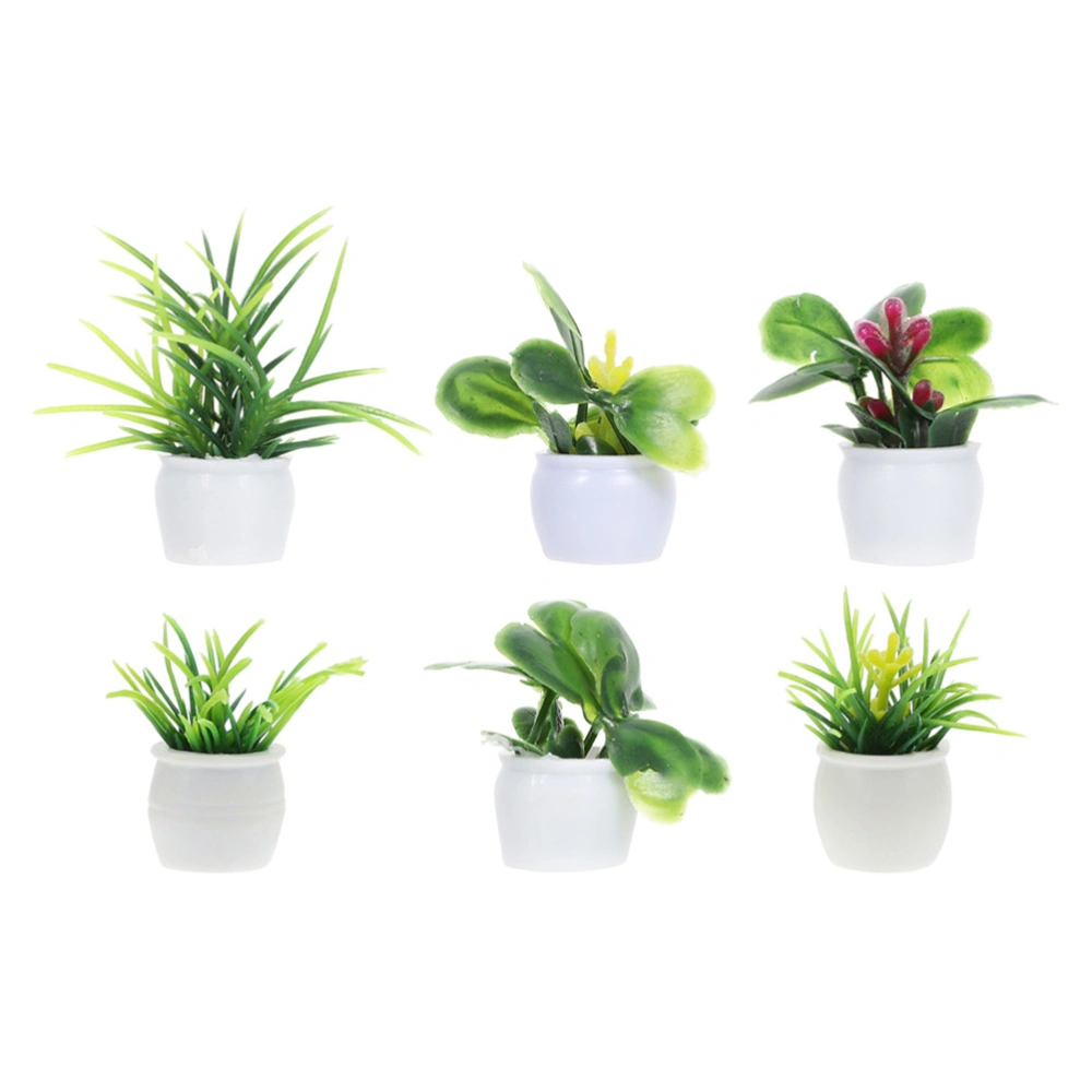 6Pcs Mini Plant Model Decorative Miniature Plant Figurine Plastic Plant Model Mini House Decor