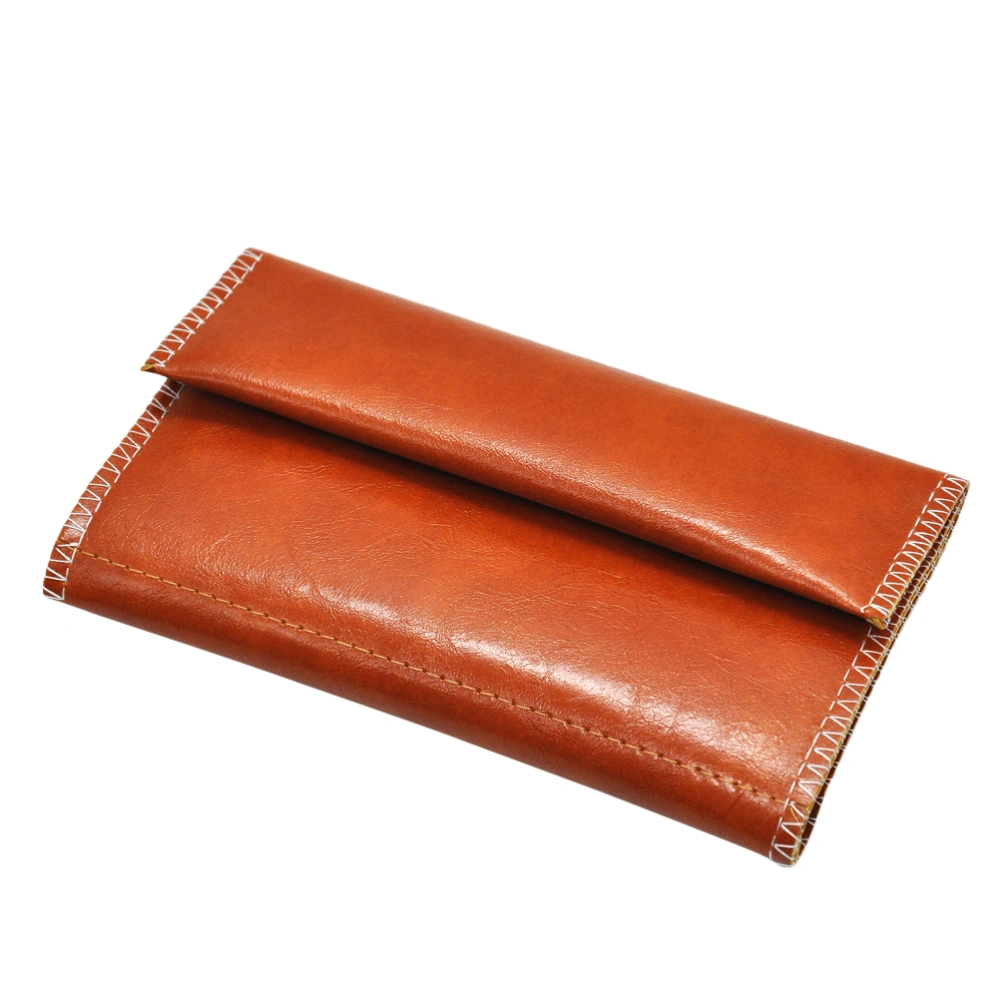 Waterproof Cigarette Bags PU Leather Container Portable Smoking Pouch Outdoor Triple-fold Bag for Women Men (Light Brown)