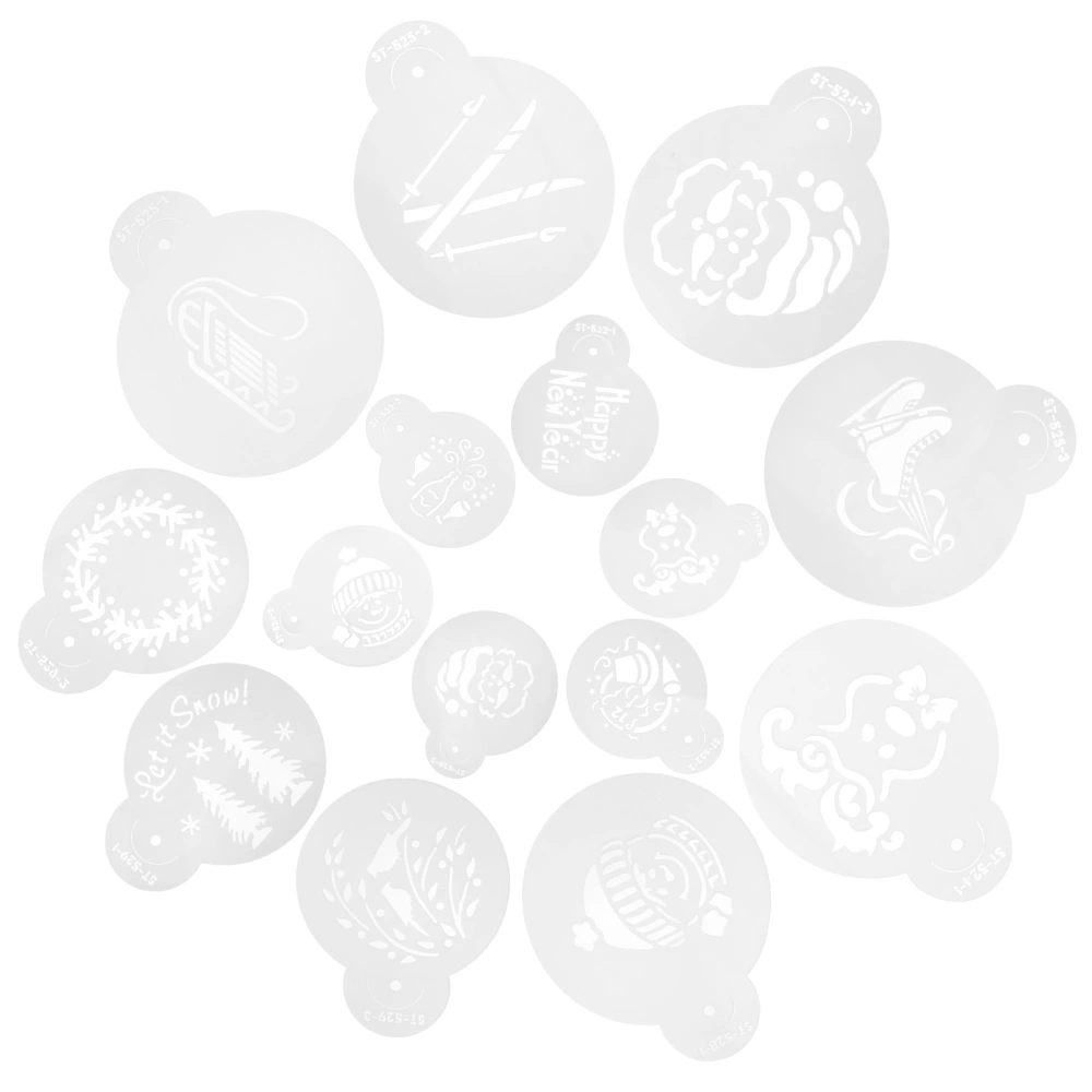 15pcs Christmas Cookie Stencil Baking Templates Cake Decorating Stencil