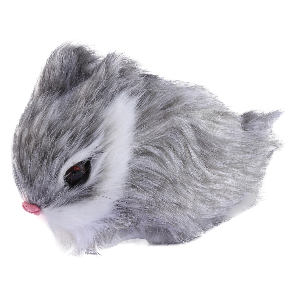 Simulation Rabbit Desktop Ornaments Lifelike Bunny Animals Decor for Home Shopwindow Office (Grey)