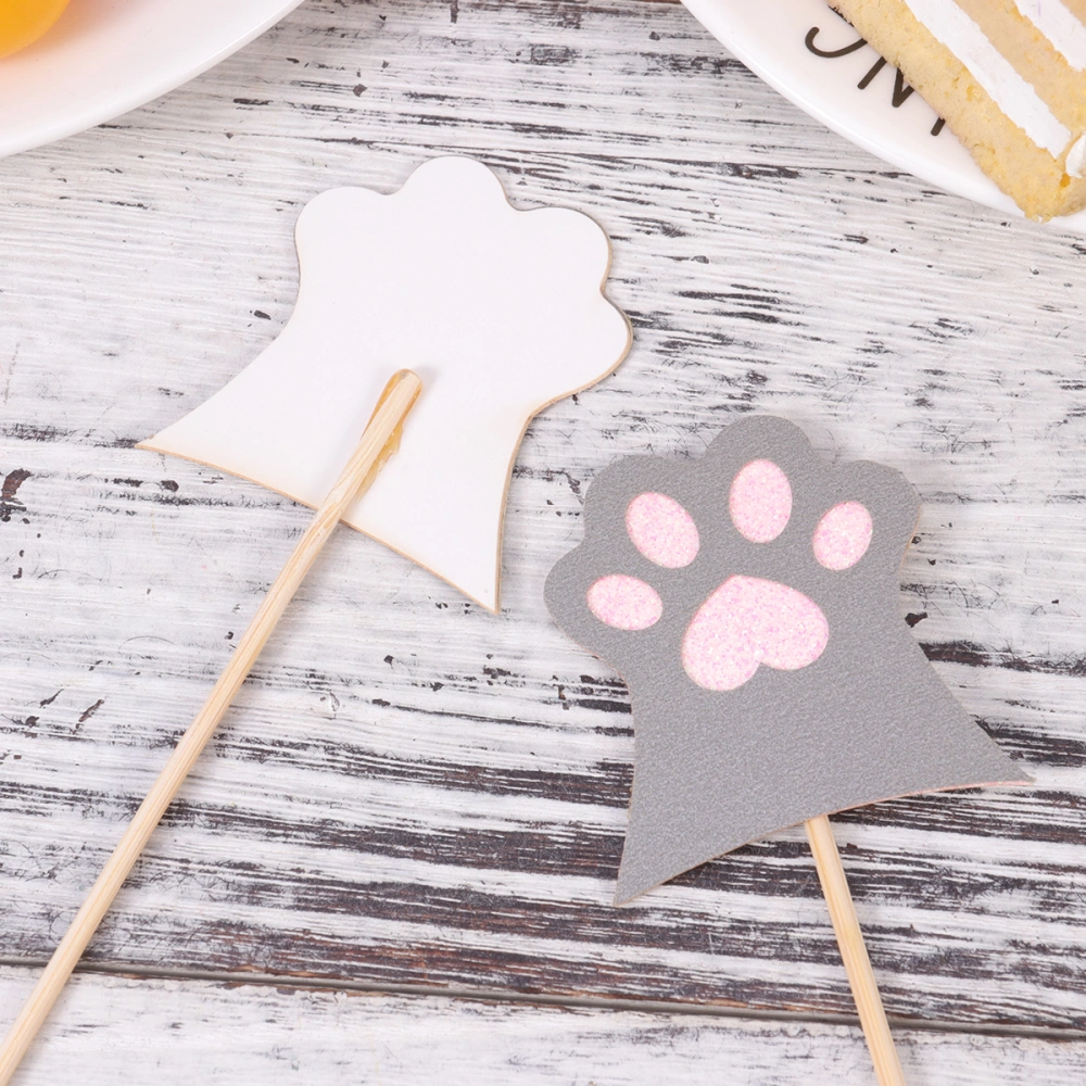 10PCS Glitter Cat Claw Cupcake Toppers Cake Decoration Muffin Dessert Picks for Wedding Engagement Anniversary Party (Grey)