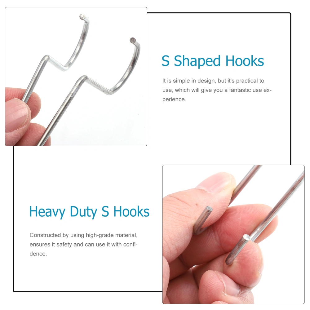 20pcs S-Shape Hooks Heavy-Duty Steel Hanging Hooks Goods Shelf Round Tube Hanging Hook