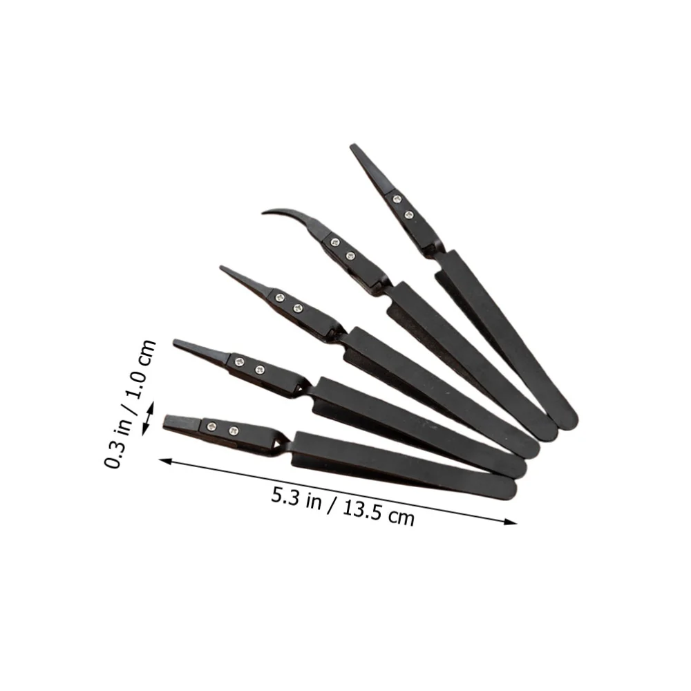 5pcs Multi-purpose Plastic Tweezers Useful Pointed Electronic Tweezers