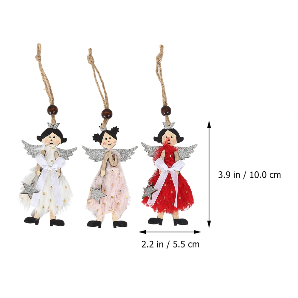 3pcs Christmas Angel Pendants Adorable Christmas Tree Pendants Christmas Scene Decors