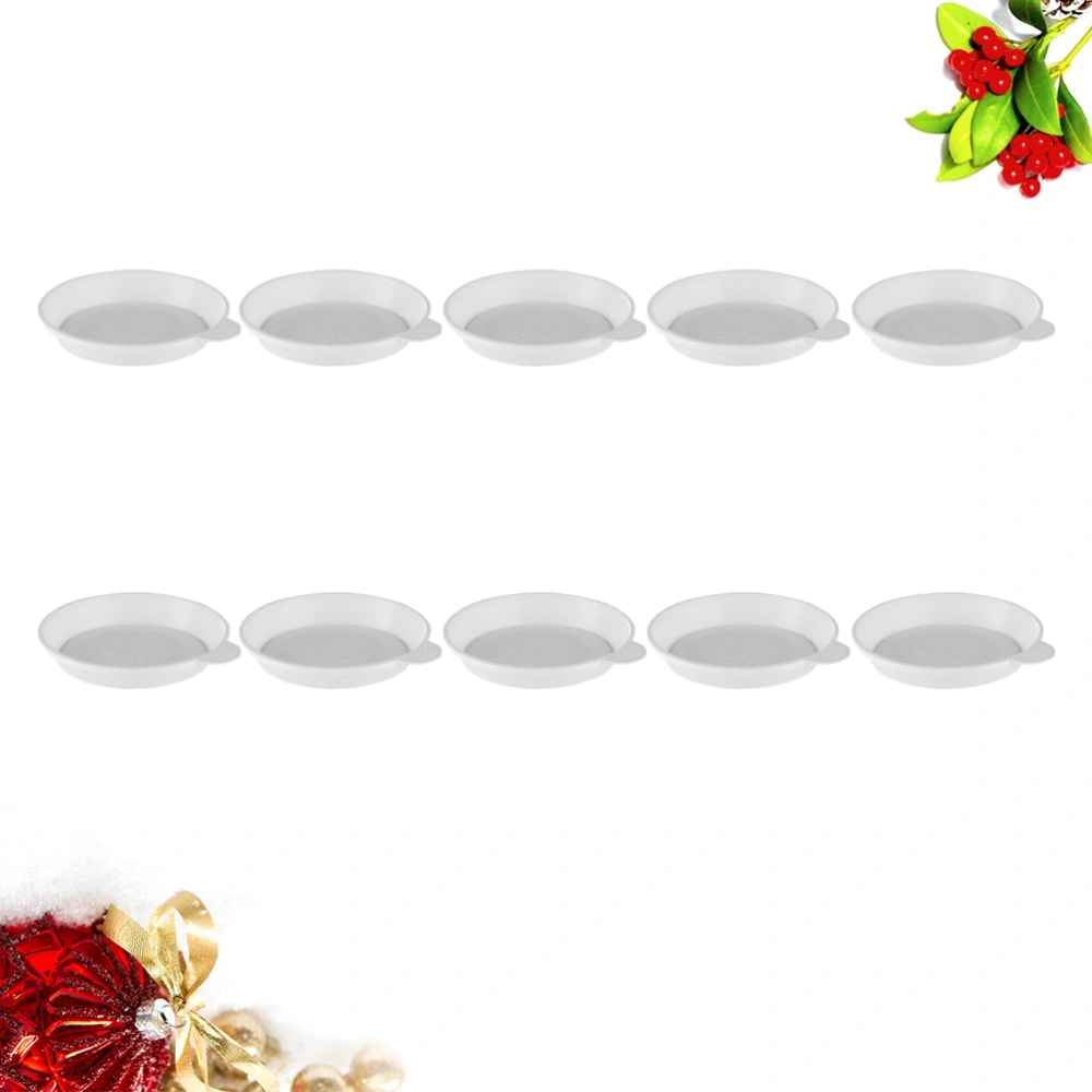 10PCS Plastic Flowerpot Drip Tray Plant Pot Saucer for Fleshiness Planter Garden Balcony - 8.2cm Diameter (White)