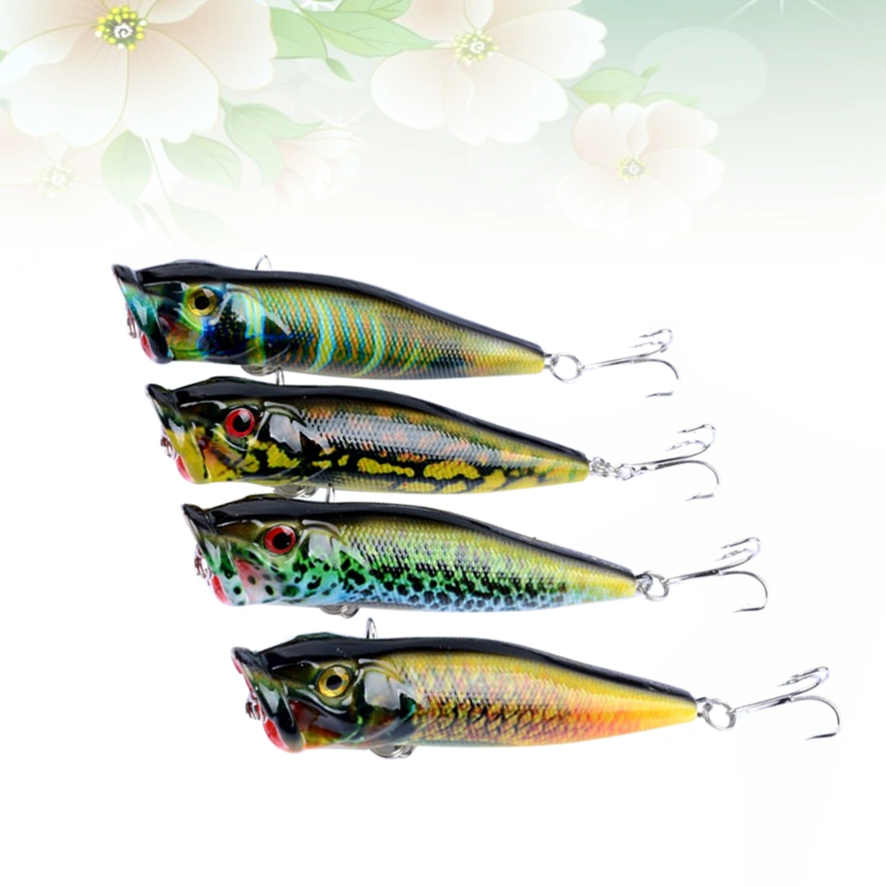 4 Pcs Fishing Lures Colorful Painted Baits Artificial Floating Fishing Lures Deep Sea Baits (4 Colors)