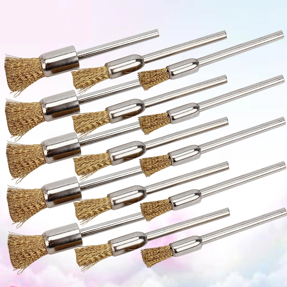 15pcs Handle Electric Grinding Brush Mini Metal Wire Wheel Brush Cleaning Brushes Cleaning Tools Useful Devices for Machine (Copper Pattern)