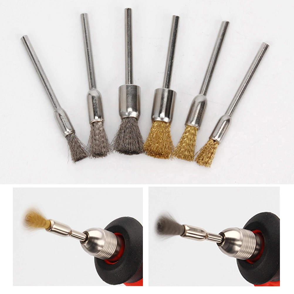 15pcs Handle Electric Grinding Brush Mini Metal Wire Wheel Brush Cleaning Brushes Cleaning Tools Useful Devices for Machine (Copper Pattern)