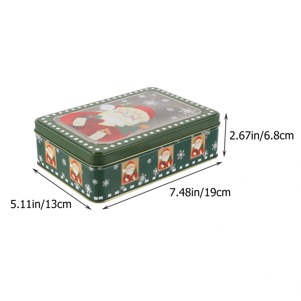 1Pc Transparent Christmas Candy Jar Xmas Decorative Candy Case Tinplate Storage Box