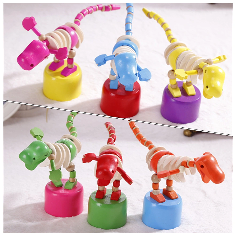 2pcs Kids Animals Toys Dinosaur Rocking Toys Wooden Cartoon Animals Toys