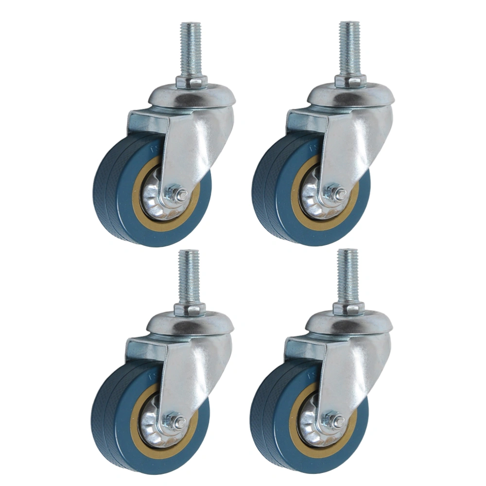 4pcs 3 Inch Industrial Caster Screw Rod PVC Rolling Wheels Swivel Castor for Truck Trolley Chair (M12x30)