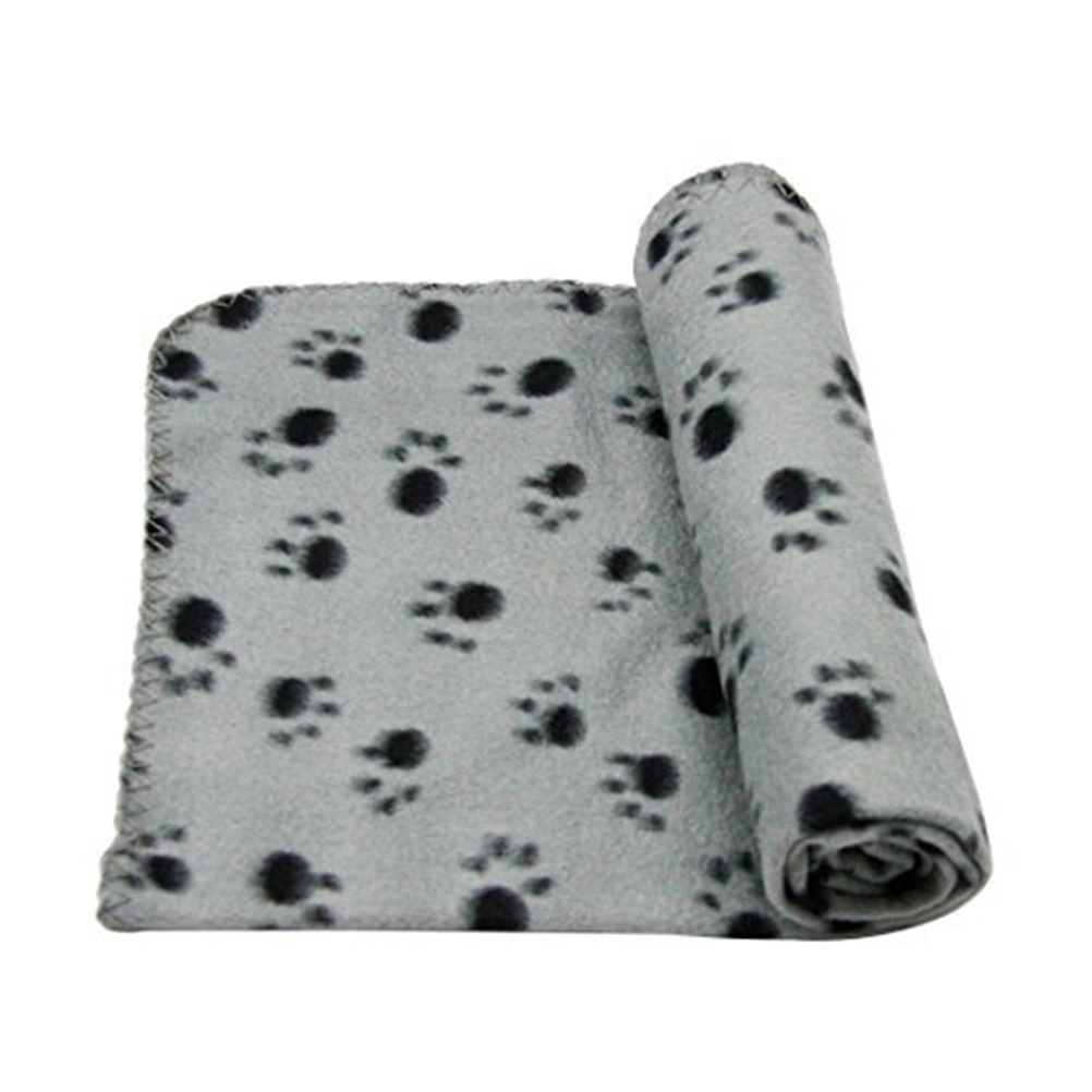 Pet Dog Cat Paw Fleece Throw Blanket (Grey)