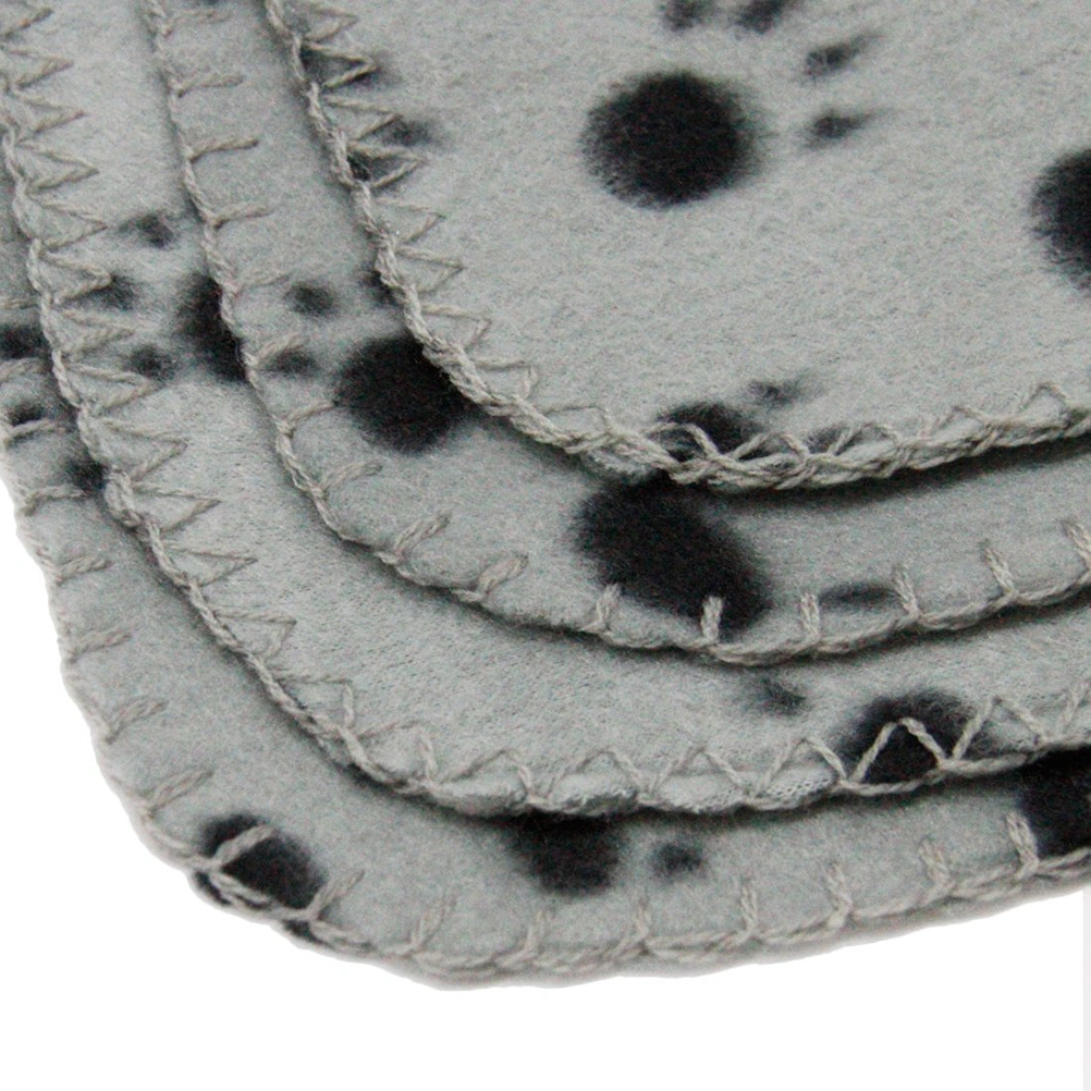 Pet Dog Cat Paw Fleece Throw Blanket (Grey)