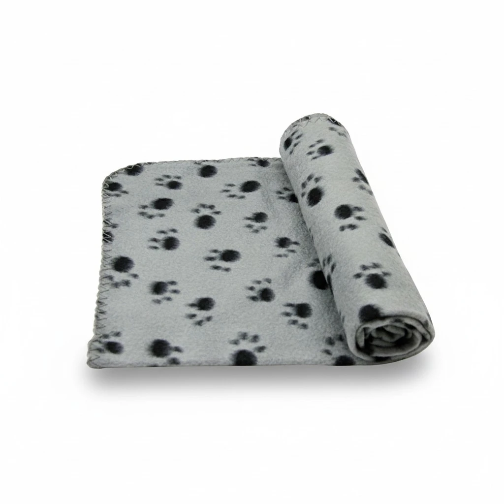 Pet Dog Cat Paw Fleece Throw Blanket (Grey)