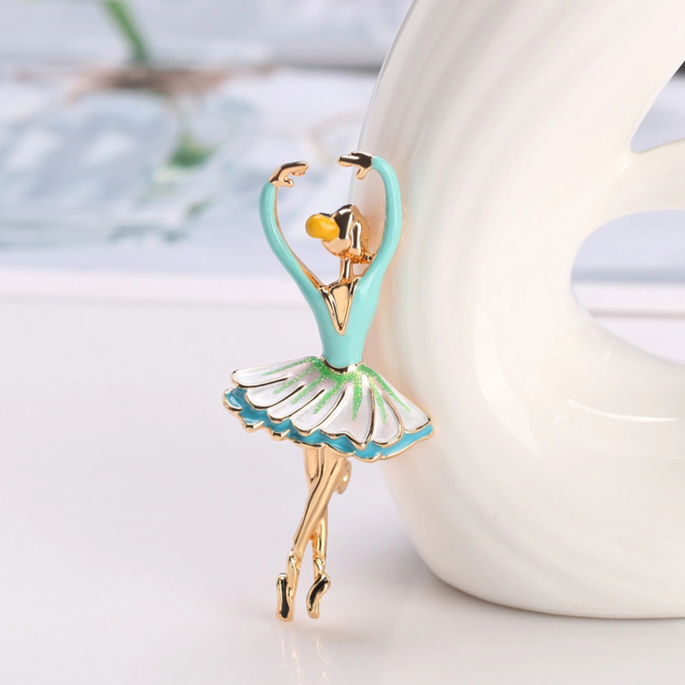 1Pc Alloy Ballet Girl Shaped Brooches Creative Multipurpose Costume Props Brooches for Decoration(Sky-Blue)