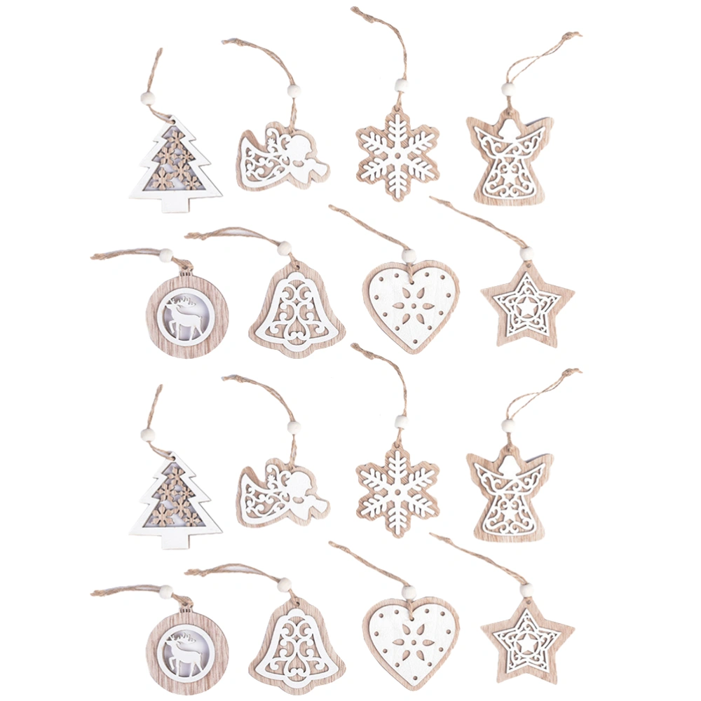 16Pcs Hollow-out Pendant Hanging Pendant Xmas Tree Pendants Hanging Decor