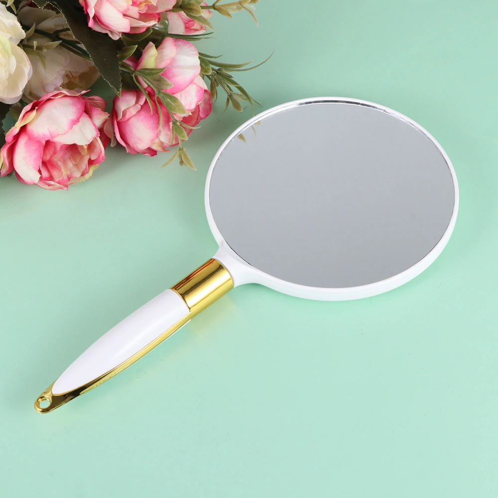 Round Vintage Makeup Mirror Handheld Cosmetic Mirror Portable Makeup Supplies Accessories for Women Female (White)