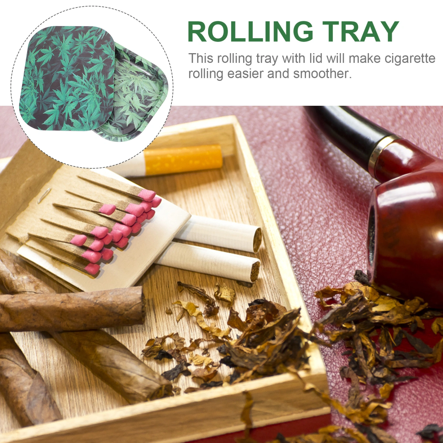 Rolling Tray Pattern Decorative Tray Household Iron Rolling Tray With Lid