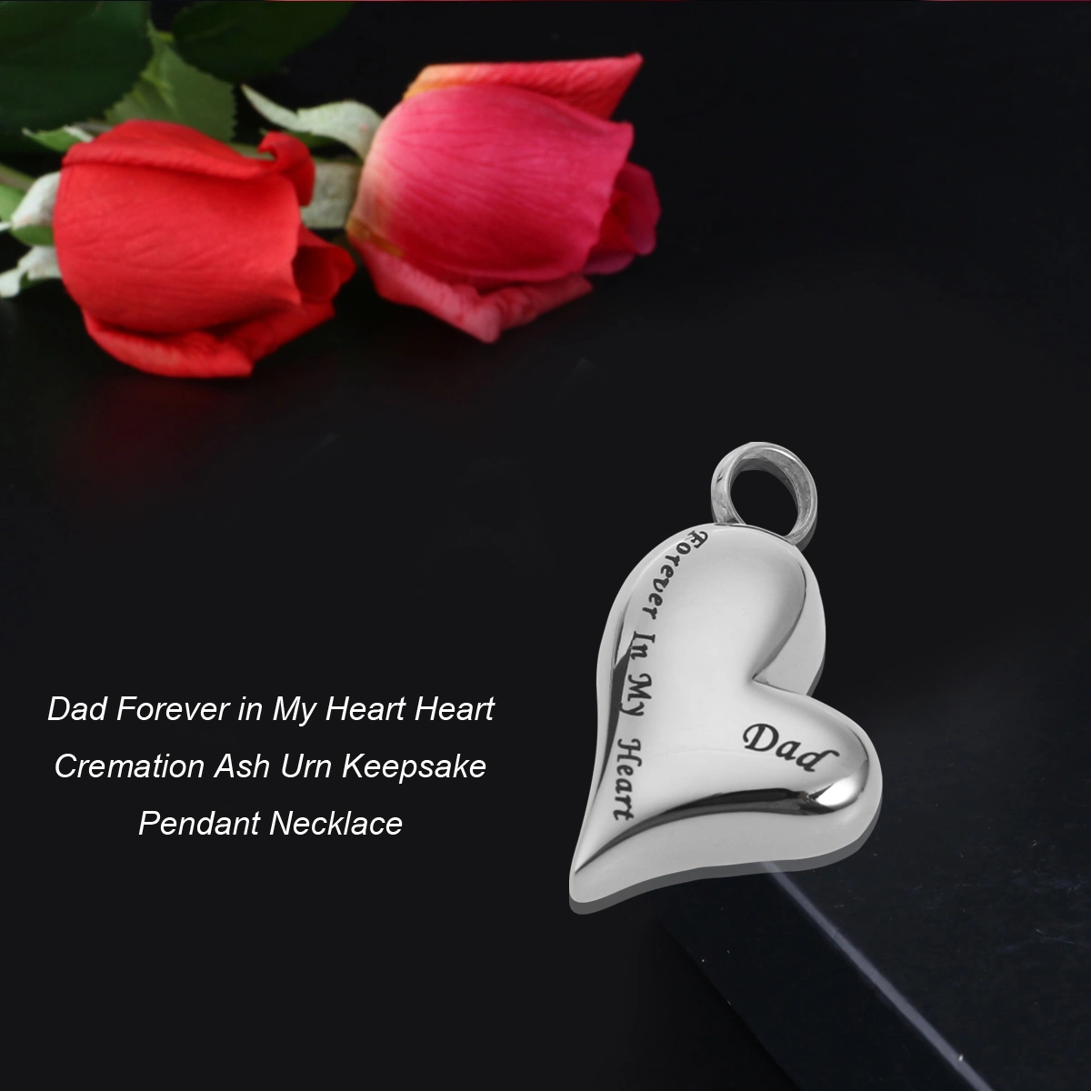 Dad Forever in My Heart Heart Cremation Ash Urn Keepsake Pendant Necklace