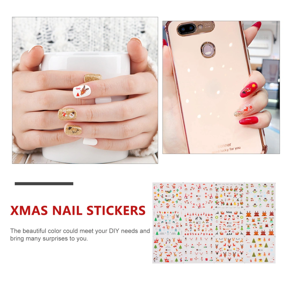 10 Sheets Christmas Santa Claus Nail Stickers Nail Decals DIY Nail Decorations