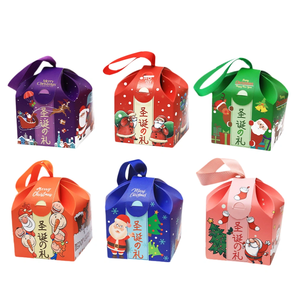 6 Pcs Christmas Gift Box Paper Pouch Candy Box Gift Container (Random Color)