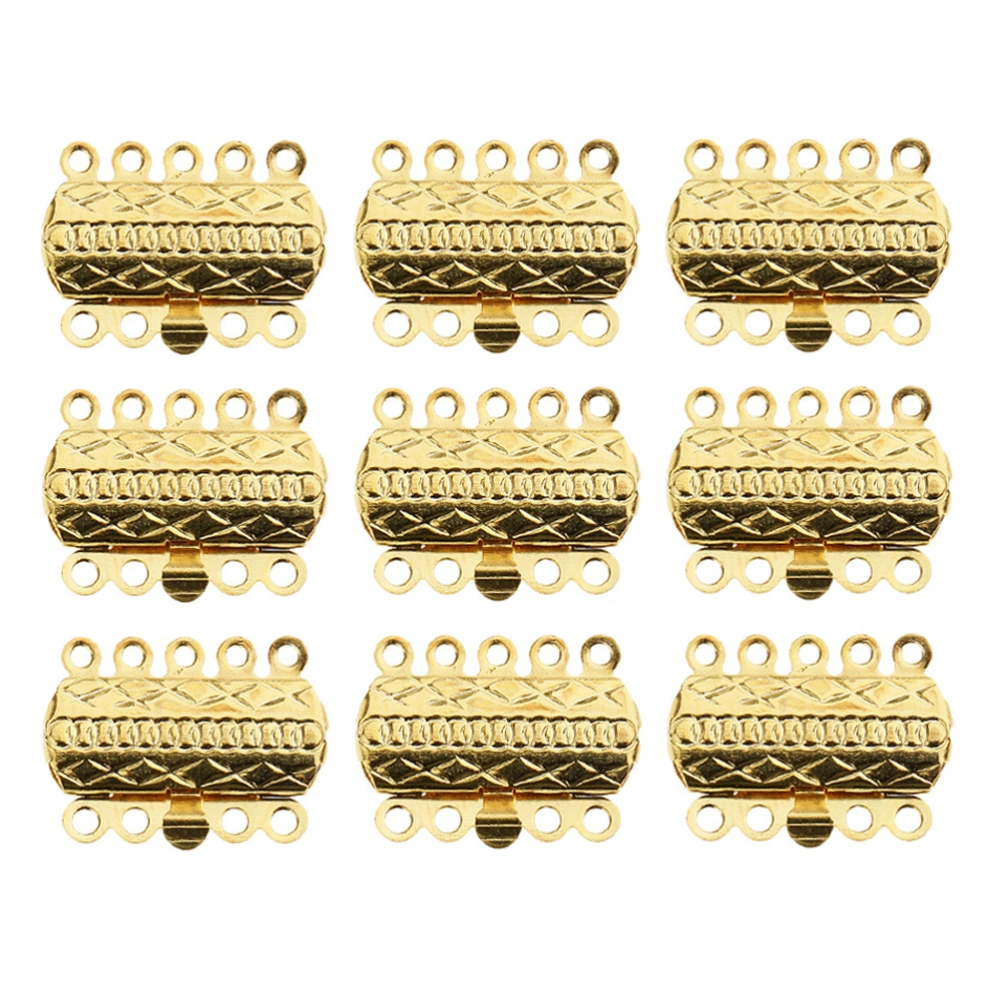 20PCS Jewelry Making Accessories 5 Rows Jewelry Clasp Bracelet Connecting Buckles Necklace Release Buckle for DIY Jewelry Making (Golden)