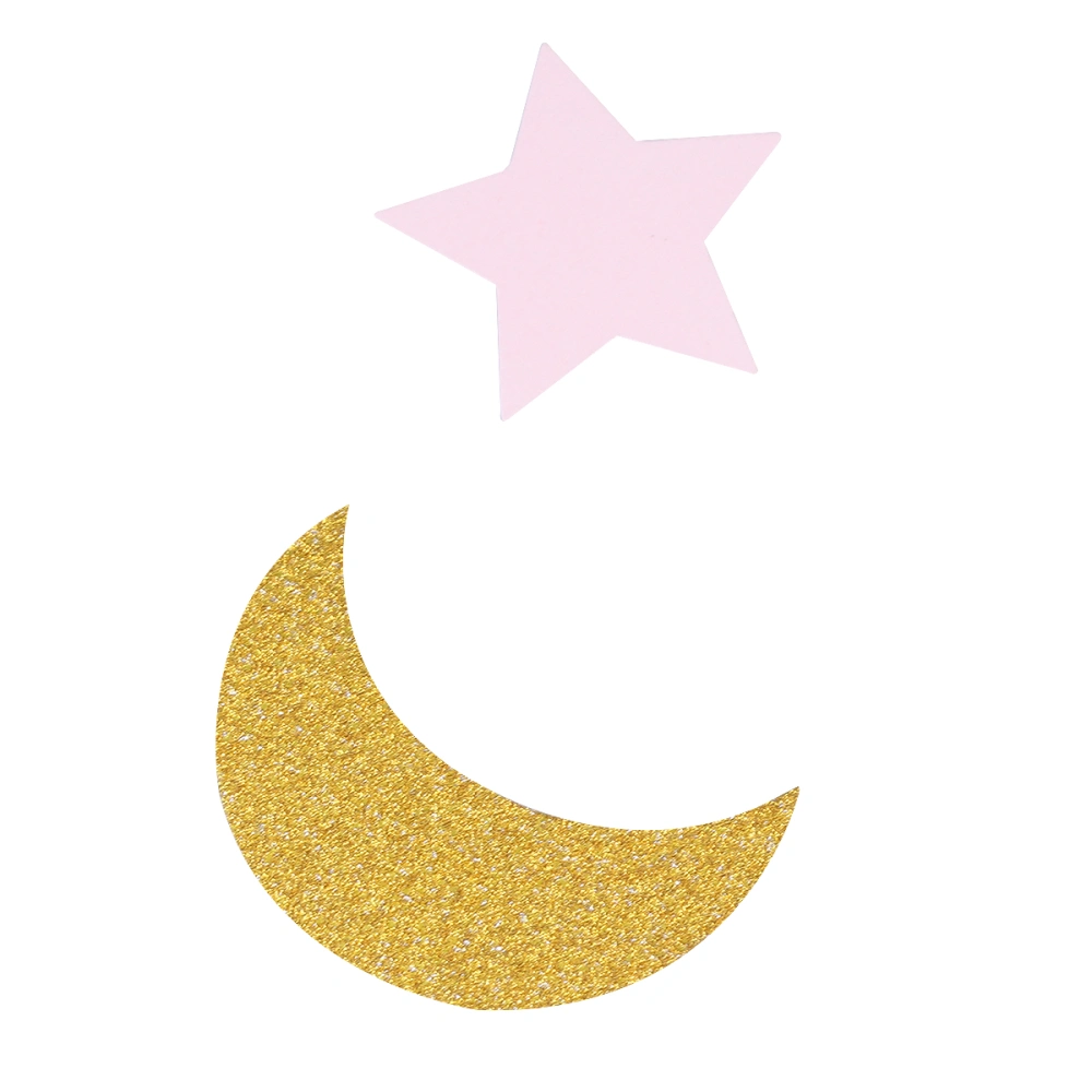 200PCS Muslim Eid Festival Confetti Decor Eid Party Throwing Paper Scraps Delicate Star Moon Shaped Scattering Confetti Ramadan Confetti Decor for Party Use (Golden+Pink)