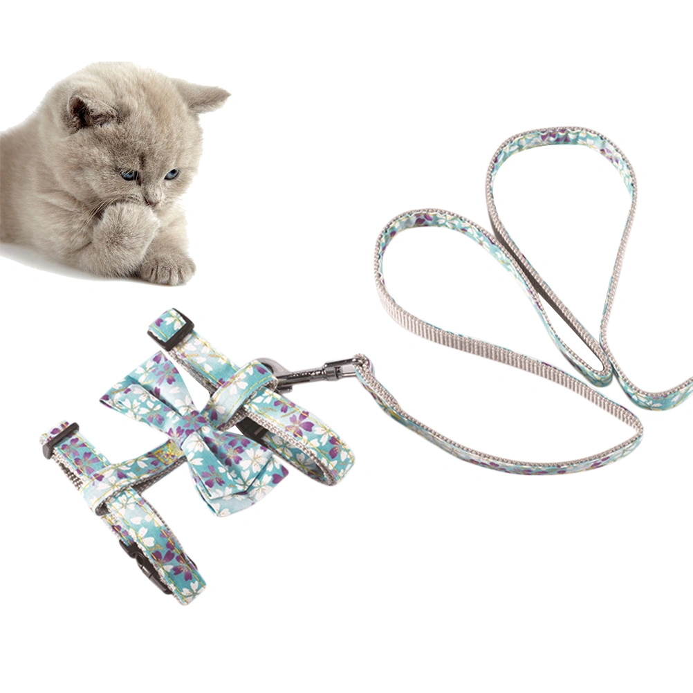 Japanese Style Pet Harnesses Cat Harnesses Comfortable Cat Chest Straps Pet Supplies (Sky-blue)